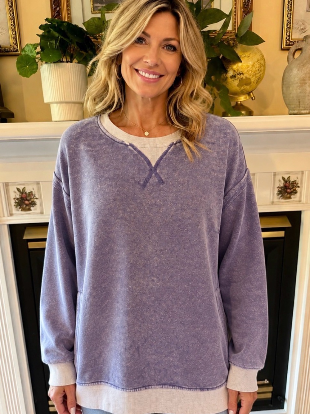 Zenana large fleece Lavender Pullover Sweatshirt - Women Tops new